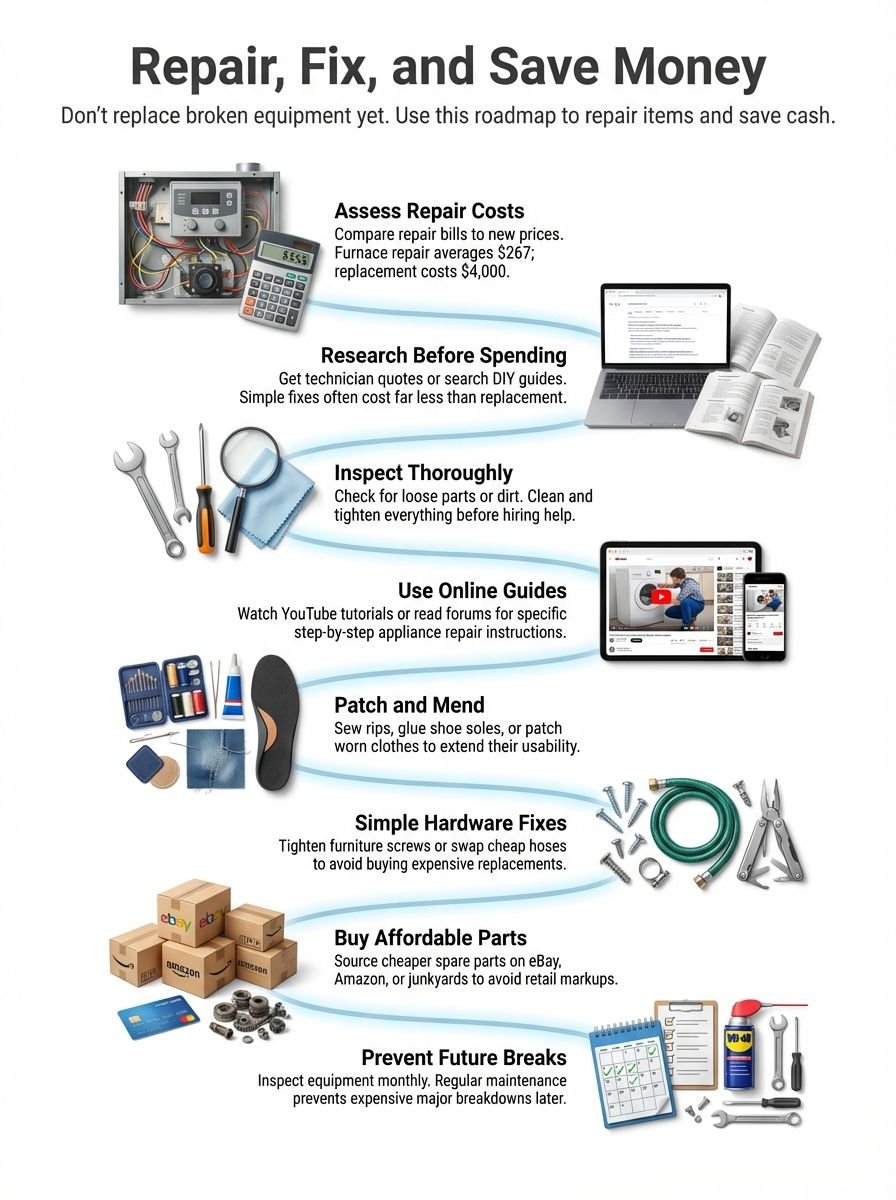 How to Replace Broken Equipment with No Savings: Repair, Fix, and Save Money