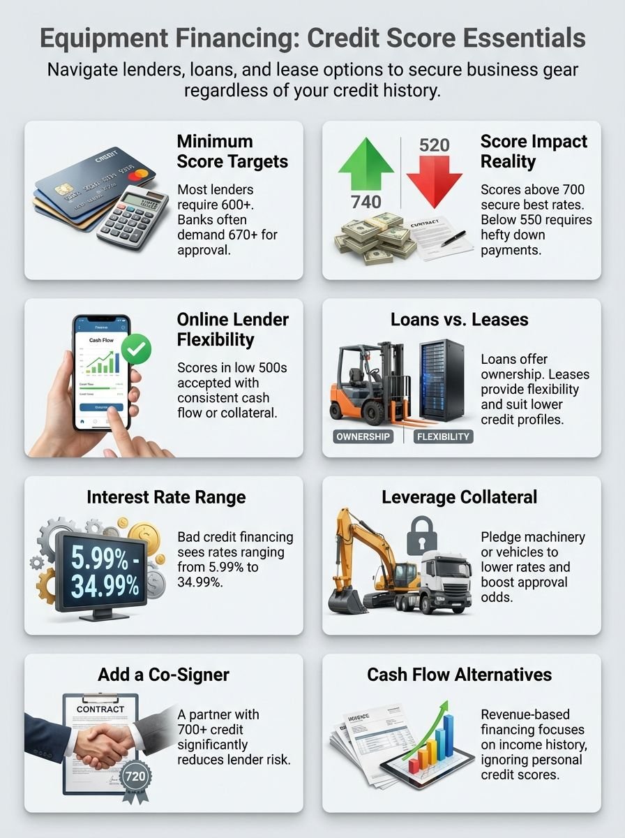 Minimum Credit Score for Equipment Financing: Lenders, Loans, and Lease Options