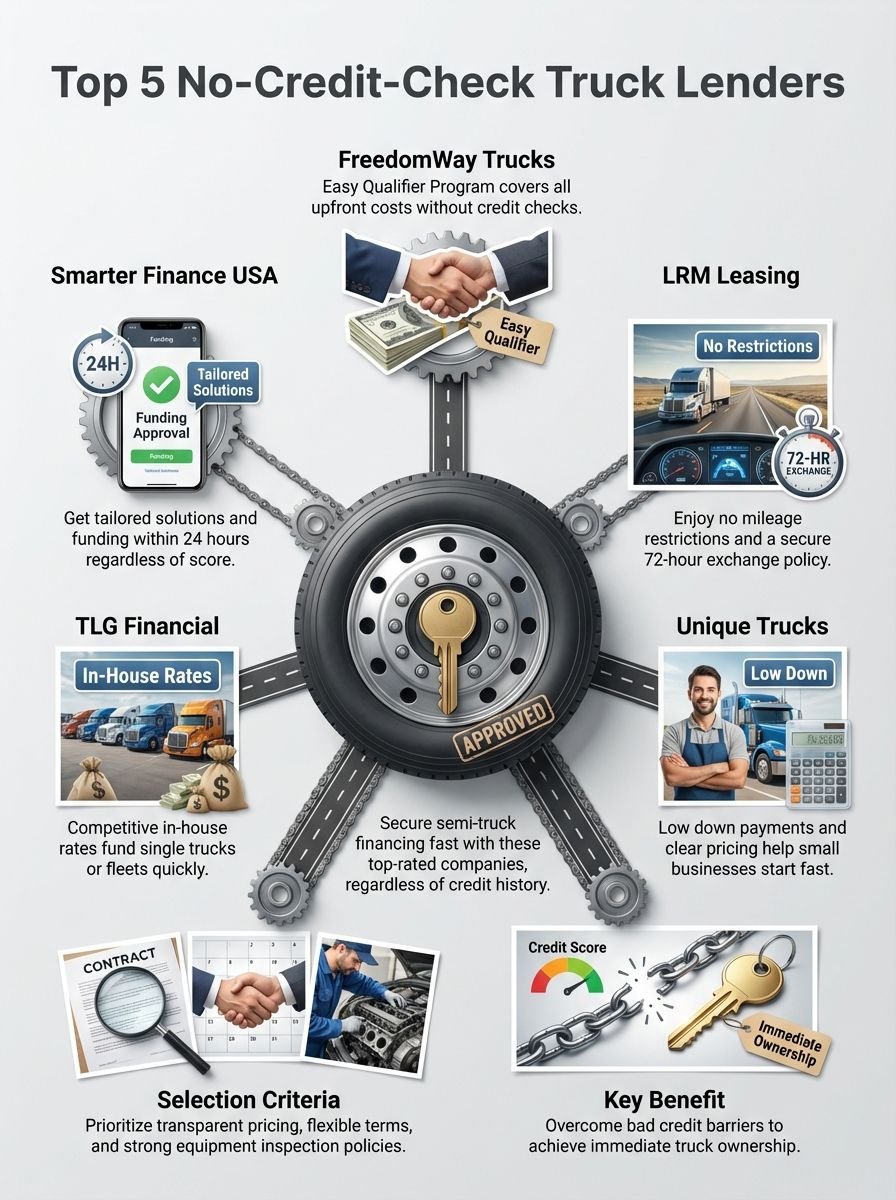Top 5 Best Truck Financing Companies No Credit Check for Semi Truck Approval